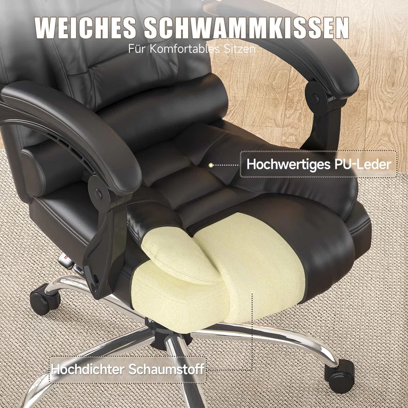 Ergonomische Executive Office Chair PU Leder hohen Rücken Computer Schreibtischstuhl mit Reclining Tilt-Funktion für Home Office arbeiten