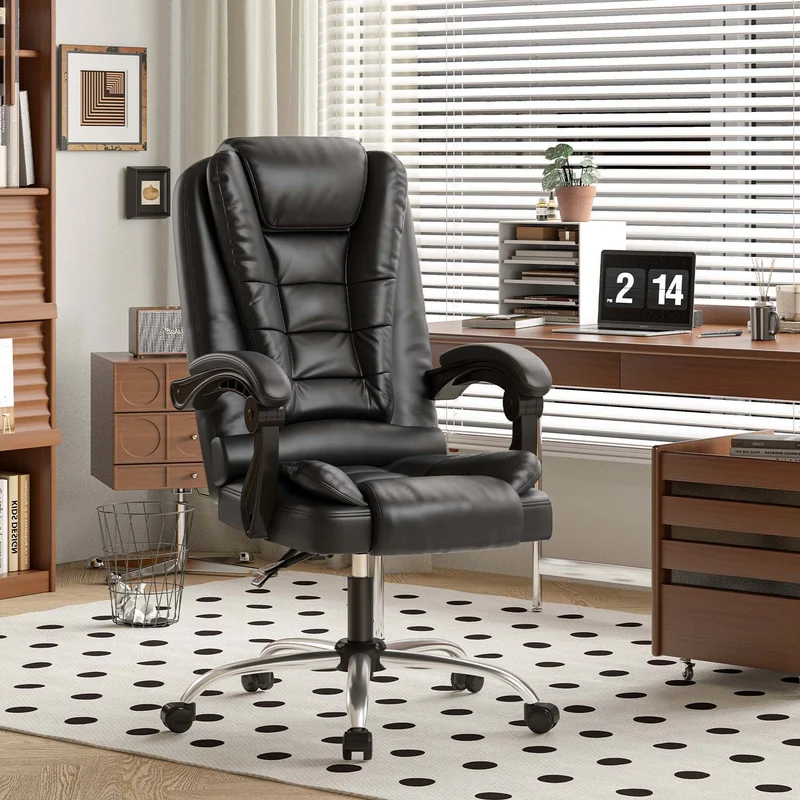 Ergonomische Executive Office Chair PU Leder hohen Rücken Computer Schreibtischstuhl mit Reclining Tilt-Funktion für Home Office arbeiten