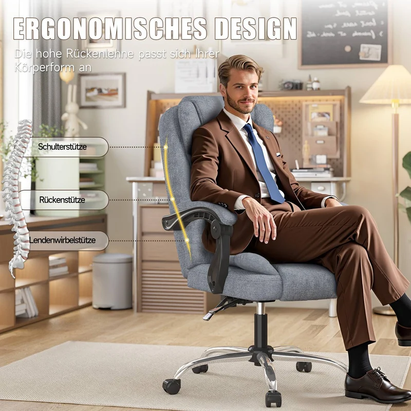 Ergonomische Executive Office Chair PU Leder hohen Rücken Computer Schreibtischstuhl mit Reclining Tilt-Funktion für Home Office arbeiten