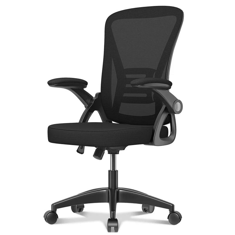 Bürostuhl Ergonomischer Schreibtischstuhl mit 90° Hochklappbarer Armlehne, Höhenverstellbarer Bürostuhl