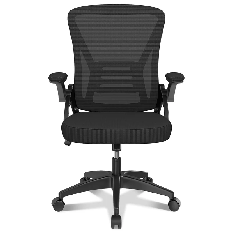 Bürostuhl Ergonomischer Schreibtischstuhl mit 90° Hochklappbarer Armlehne, Höhenverstellbarer Bürostuhl