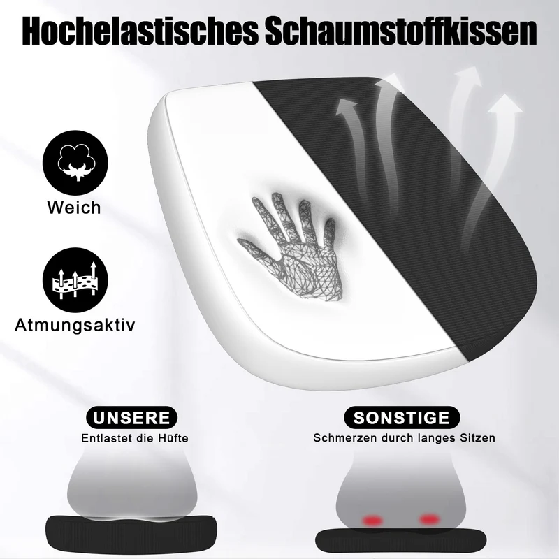 Bürostuhl Ergonomischer Schreibtischstuhl mit 90° Hochklappbarer Armlehne, Höhenverstellbarer Bürostuhl