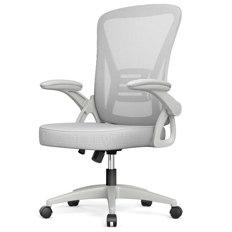 Bürostuhl Ergonomischer Schreibtischstuhl mit 90° Hochklappbarer Armlehne, Höhenverstellbarer Bürostuhl