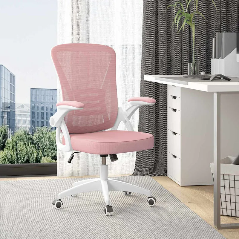 Bürostuhl Ergonomischer Schreibtischstuhl mit 90° Hochklappbarer Armlehne, Höhenverstellbarer Bürostuhl