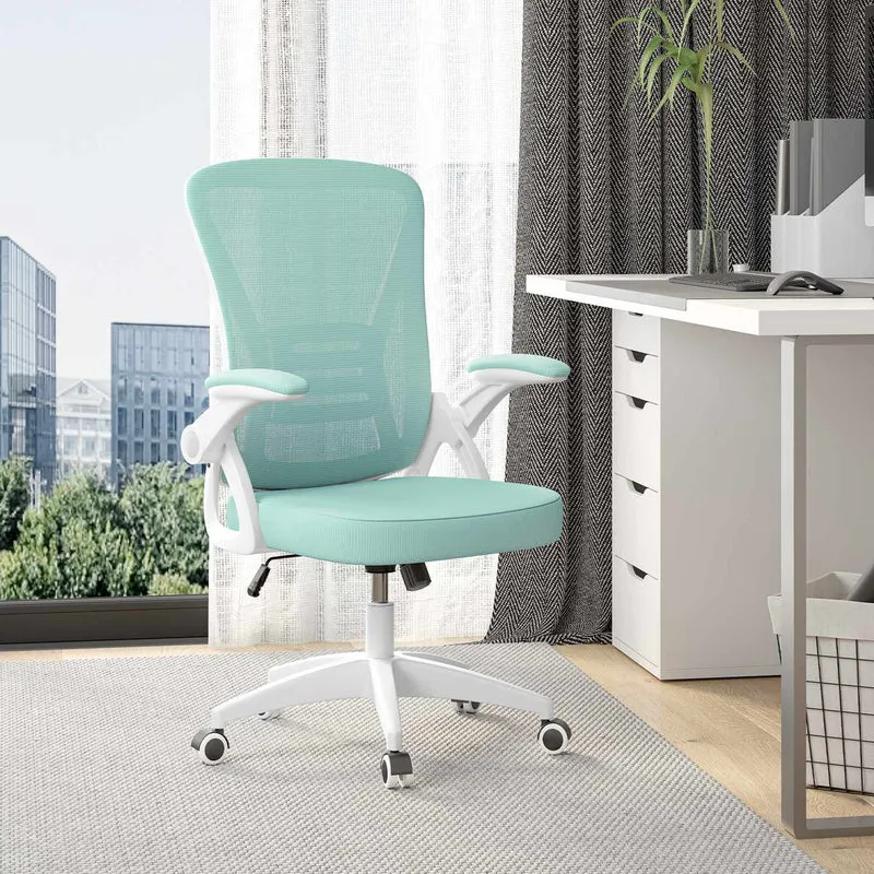 Bürostuhl Ergonomischer Schreibtischstuhl mit 90° Hochklappbarer Armlehne, Höhenverstellbarer Bürostuhl