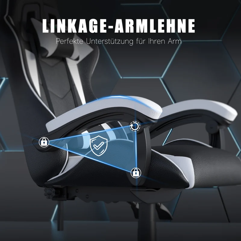 Bürostuhl Gaming Stuhl Sessel Ergonomischer Gamer Stuhl, Bürostuhl mit Kopfstütze und Lendenkissen