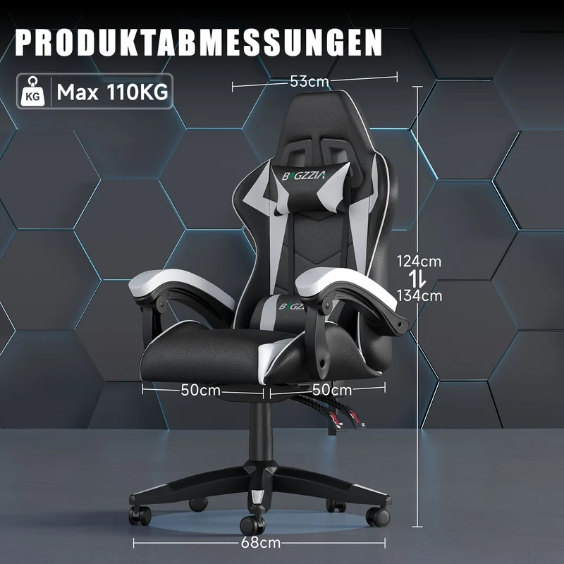 Bürostuhl Gaming Stuhl Sessel Ergonomischer Gamer Stuhl, Bürostuhl mit Kopfstütze und Lendenkissen