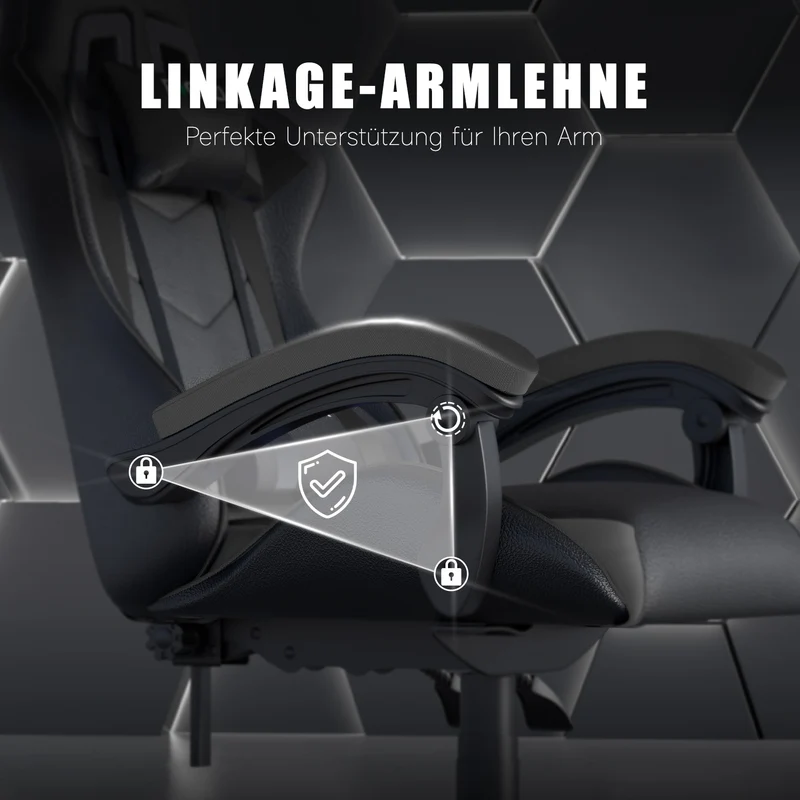 Bürostuhl Gaming Stuhl Sessel Ergonomischer Gamer Stuhl, Bürostuhl mit Kopfstütze und Lendenkissen