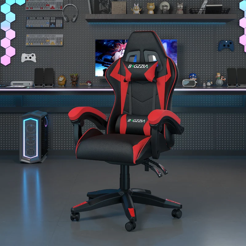 Bürostuhl Gaming Stuhl Sessel Ergonomischer Gamer Stuhl, Bürostuhl mit Kopfstütze und Lendenkissen