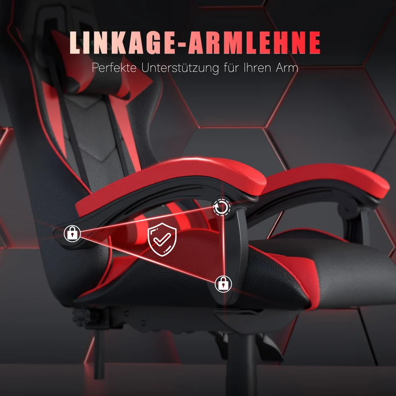 Bürostuhl Gaming Stuhl Sessel Ergonomischer Gamer Stuhl, Bürostuhl mit Kopfstütze und Lendenkissen