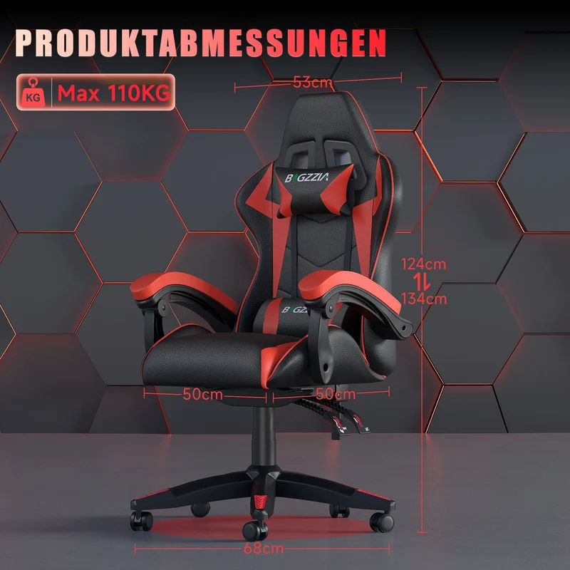 Bürostuhl Gaming Stuhl Sessel Ergonomischer Gamer Stuhl, Bürostuhl mit Kopfstütze und Lendenkissen
