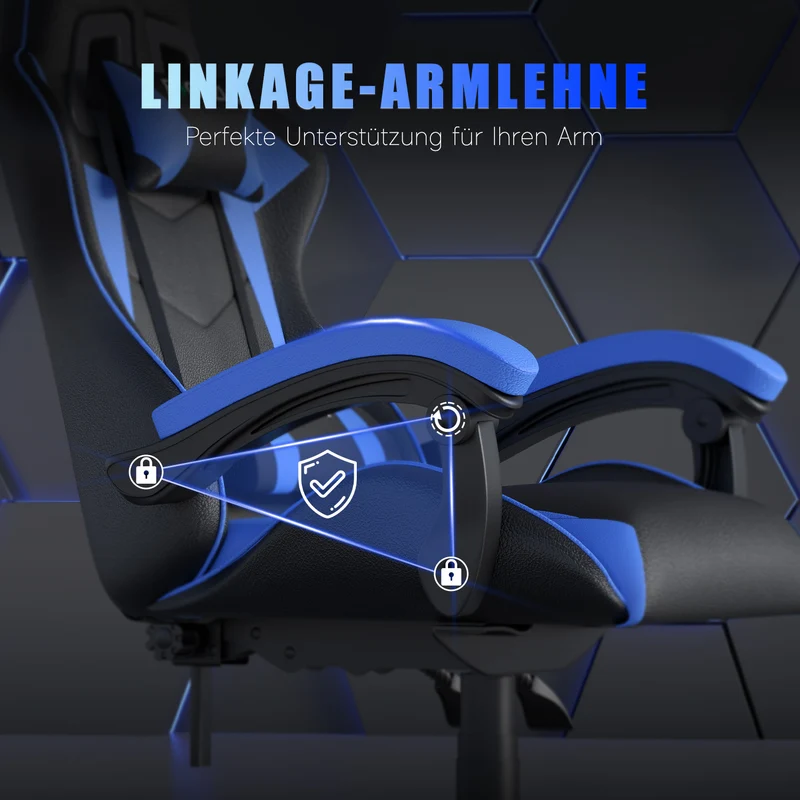 Bürostuhl Gaming Stuhl Sessel Ergonomischer Gamer Stuhl, Bürostuhl mit Kopfstütze und Lendenkissen