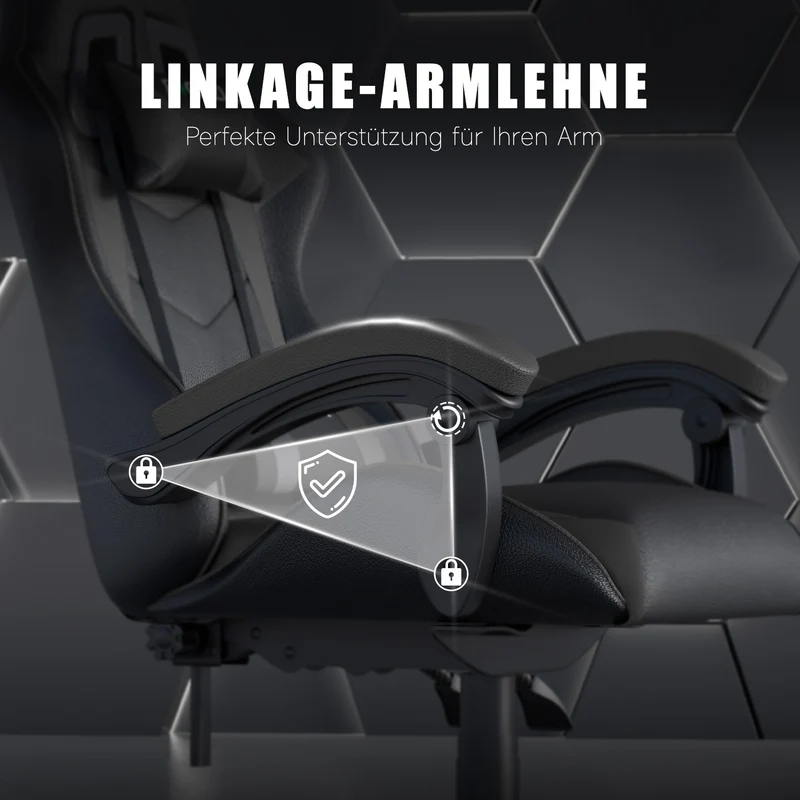 Bürostuhl Gaming Stuhl Sessel Ergonomischer Gamer Stuhl, Bürostuhl mit Kopfstütze und Lendenkissen