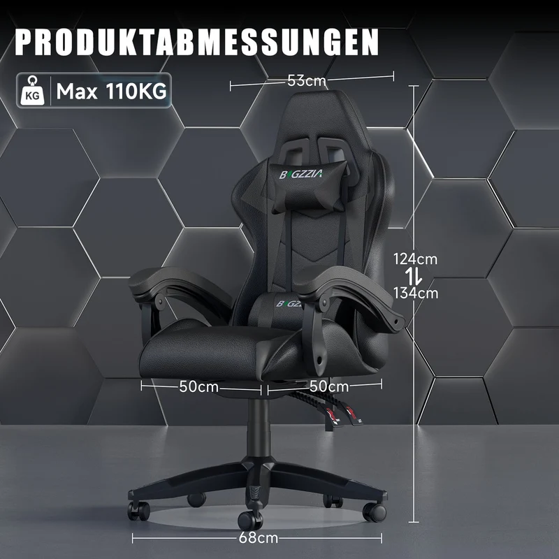 Bürostuhl Gaming Stuhl Sessel Ergonomischer Gamer Stuhl, Bürostuhl mit Kopfstütze und Lendenkissen