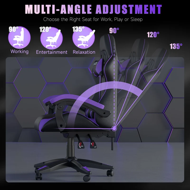 Bürostuhl Gaming Stuhl Sessel Ergonomischer Gamer Stuhl, Bürostuhl mit Kopfstütze und Lendenkissen