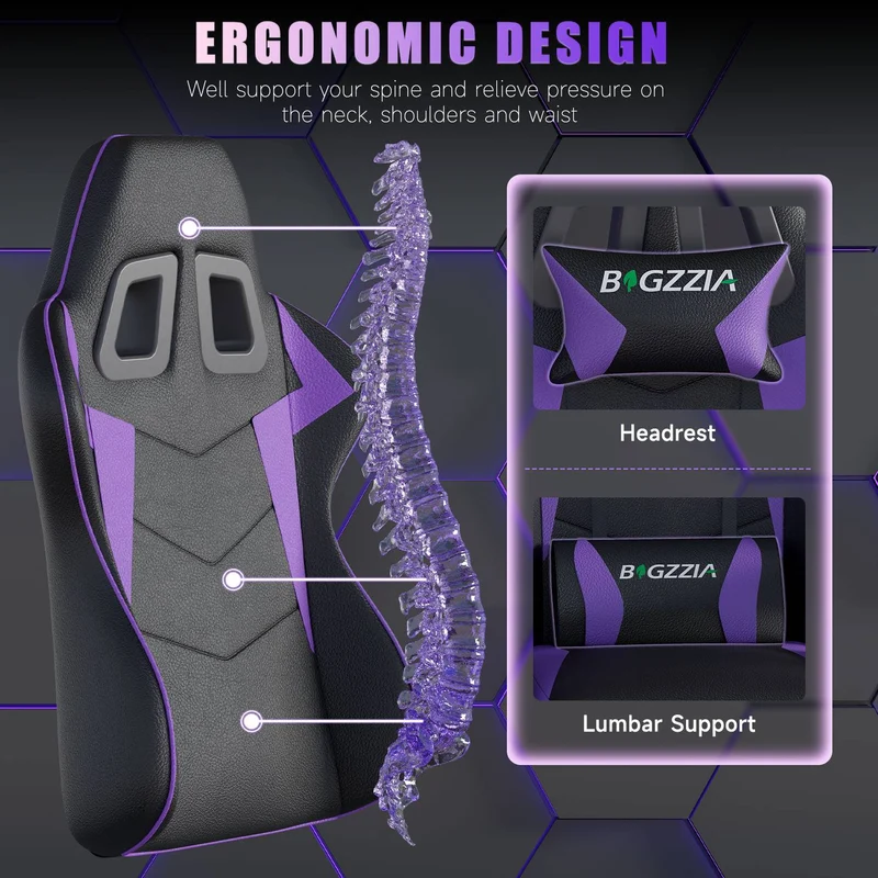 Bürostuhl Gaming Stuhl Sessel Ergonomischer Gamer Stuhl, Bürostuhl mit Kopfstütze und Lendenkissen