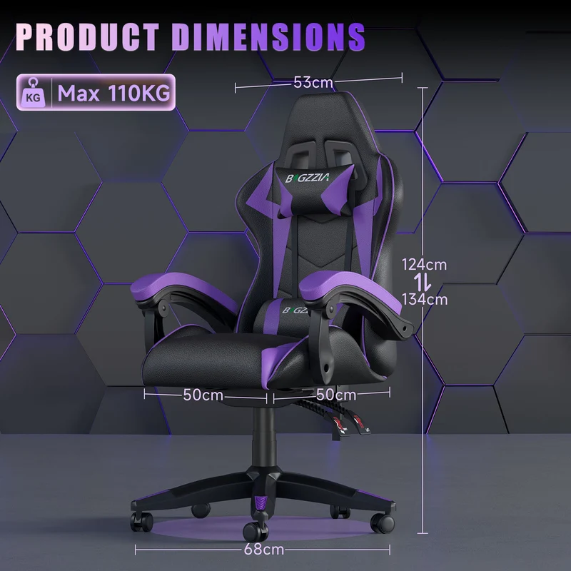 Bürostuhl Gaming Stuhl Sessel Ergonomischer Gamer Stuhl, Bürostuhl mit Kopfstütze und Lendenkissen