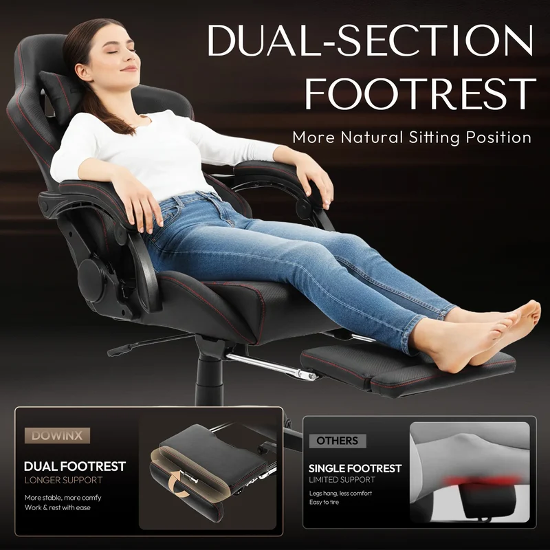 Dowinx Chair LS-66D89C with Extended Footrest Black