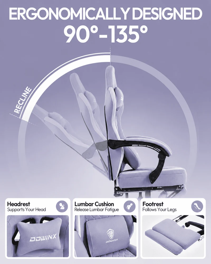 Dowinx Chair LS-66D57E Extended Footrest Purple
