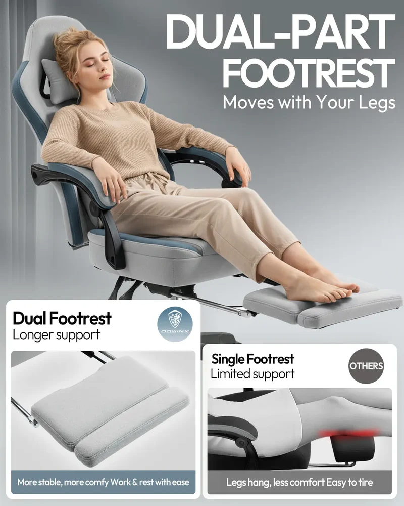 Dowinx Chair LS-66D57E Extended Footrest Gray