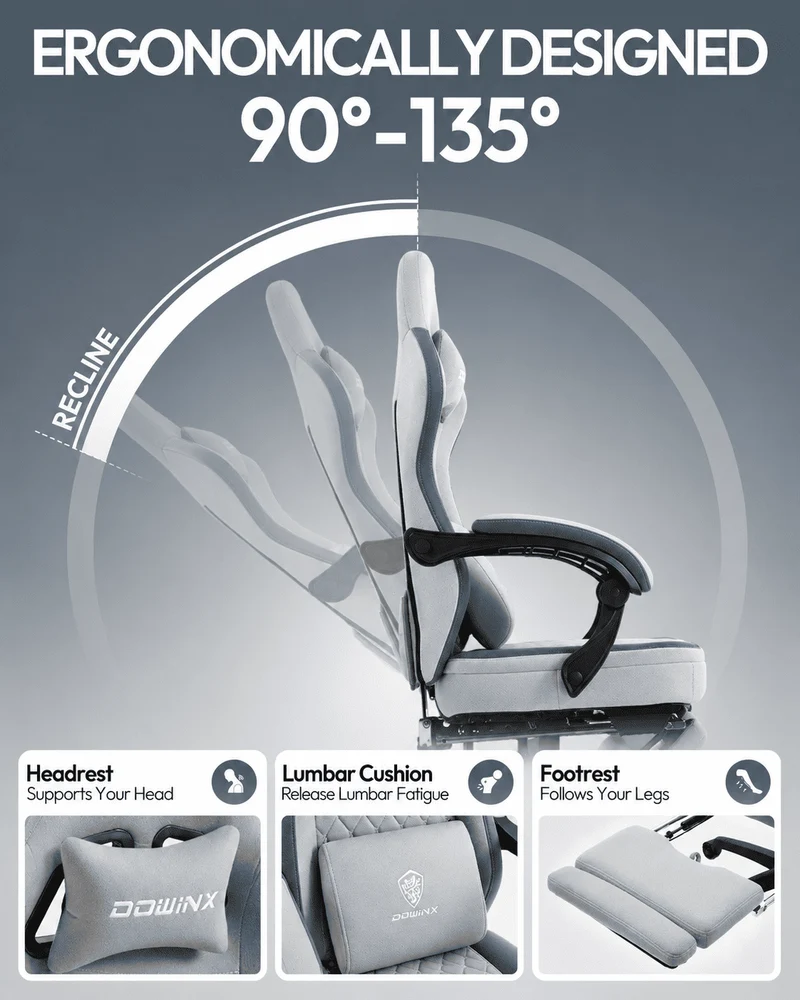 Dowinx Chair LS-66D57E Extended Footrest Gray
