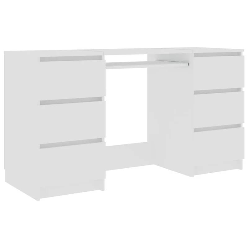 vidaXL - Schreibtisch, Computertisch, Schreibtisch Weiß, Schreibtisch Holz, 140x50x77 cm, Schreibtisch mit Schubladen, 6 Schubladen, Holzwerkstoff