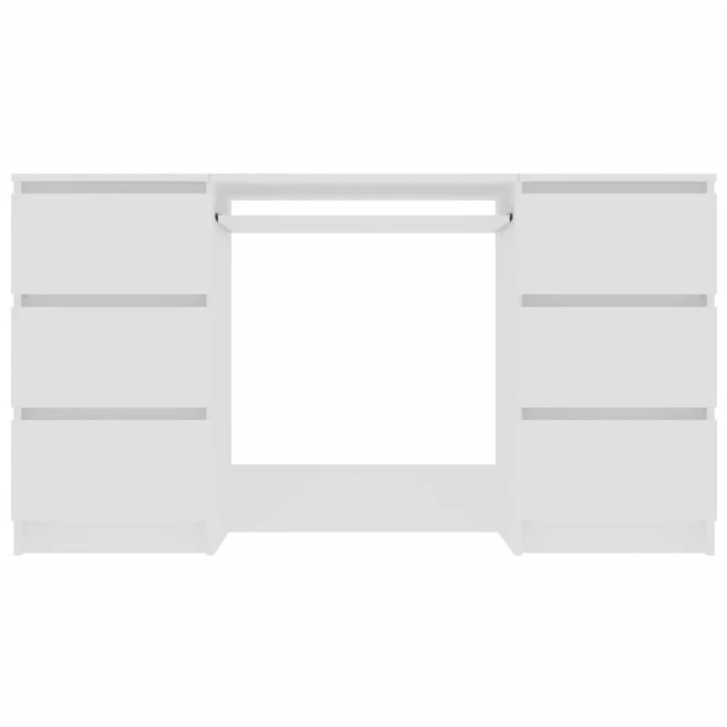 vidaXL - Schreibtisch, Computertisch, Schreibtisch Weiß, Schreibtisch Holz, 140x50x77 cm, Schreibtisch mit Schubladen, 6 Schubladen, Holzwerkstoff