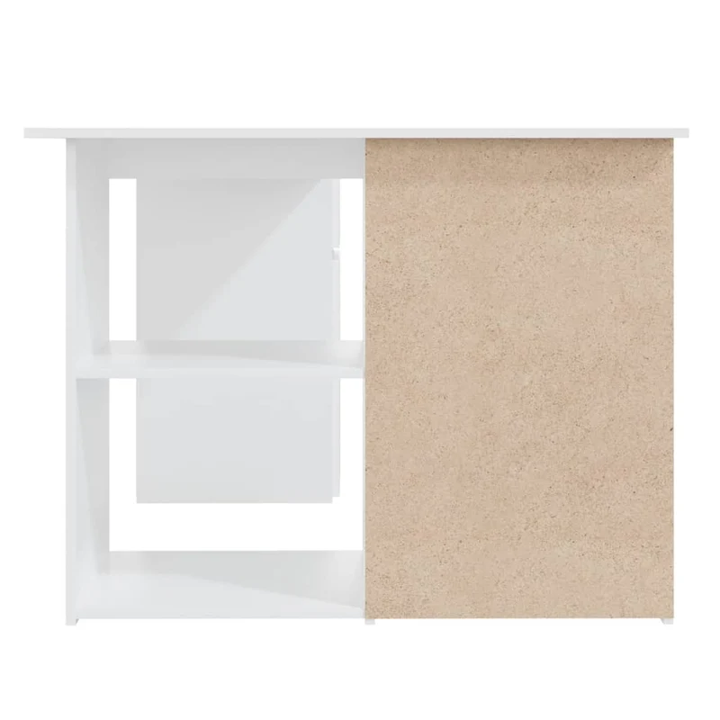 vidaXL – Eckschreibtisch mit 4 Schubladen und 4 Einlegeböden, 145 × 100 × 76 cm, Holzwerkstoff, Weiß