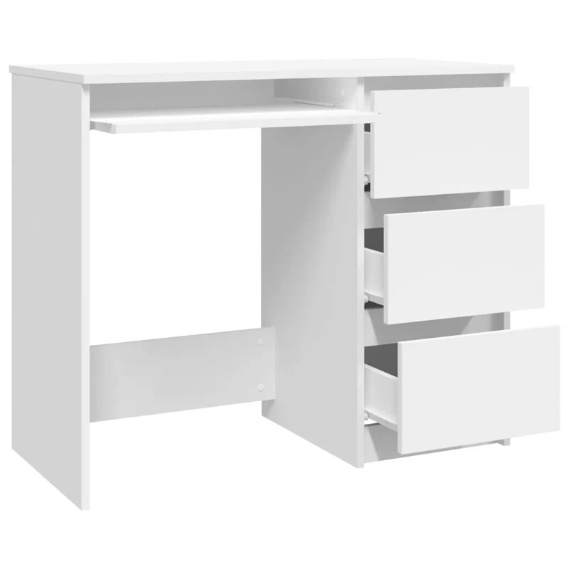 vidaXL – Schreibtisch mit 3 Schubladen, 90 × 45 × 76 cm, Holzwerkstoff, Weiß