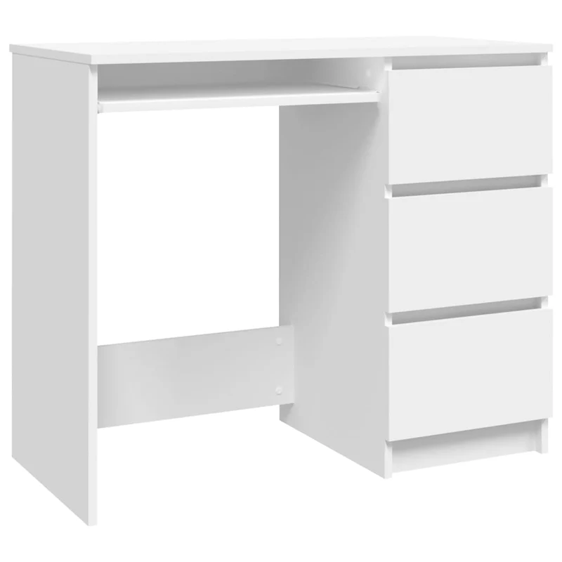 vidaXL – Schreibtisch mit 3 Schubladen, 90 × 45 × 76 cm, Holzwerkstoff, Weiß