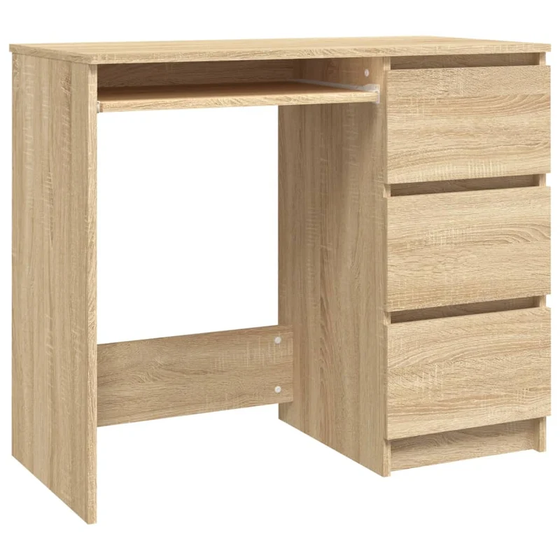 vidaXL – Schmaler Schreibtisch mit 3 Schubladen, 90 × 45 × 76 cm, Holzwerkstoff, Sonoma-Eiche