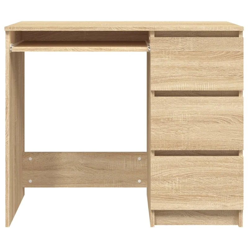 vidaXL – Schmaler Schreibtisch mit 3 Schubladen, 90 × 45 × 76 cm, Holzwerkstoff, Sonoma-Eiche