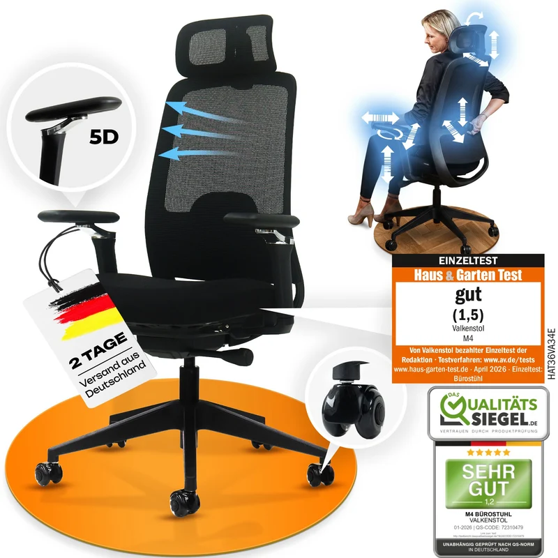 VALKENSTOL M4 - Bürostuhl ergonomisch, modern und stylish