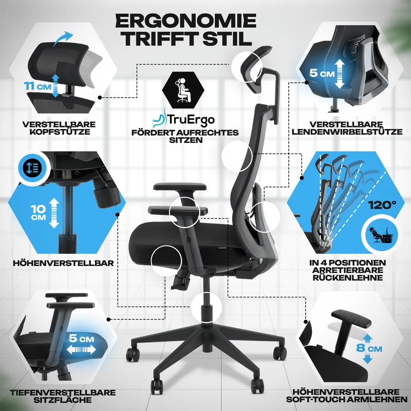 VALKENSTOL M3 - Ergonomischer Bürostuhl Allrounder mit Designanspruch