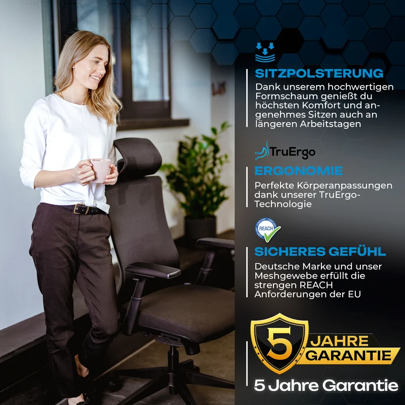 VALKENSTOL M3 - Ergonomischer Bürostuhl Allrounder mit Designanspruch