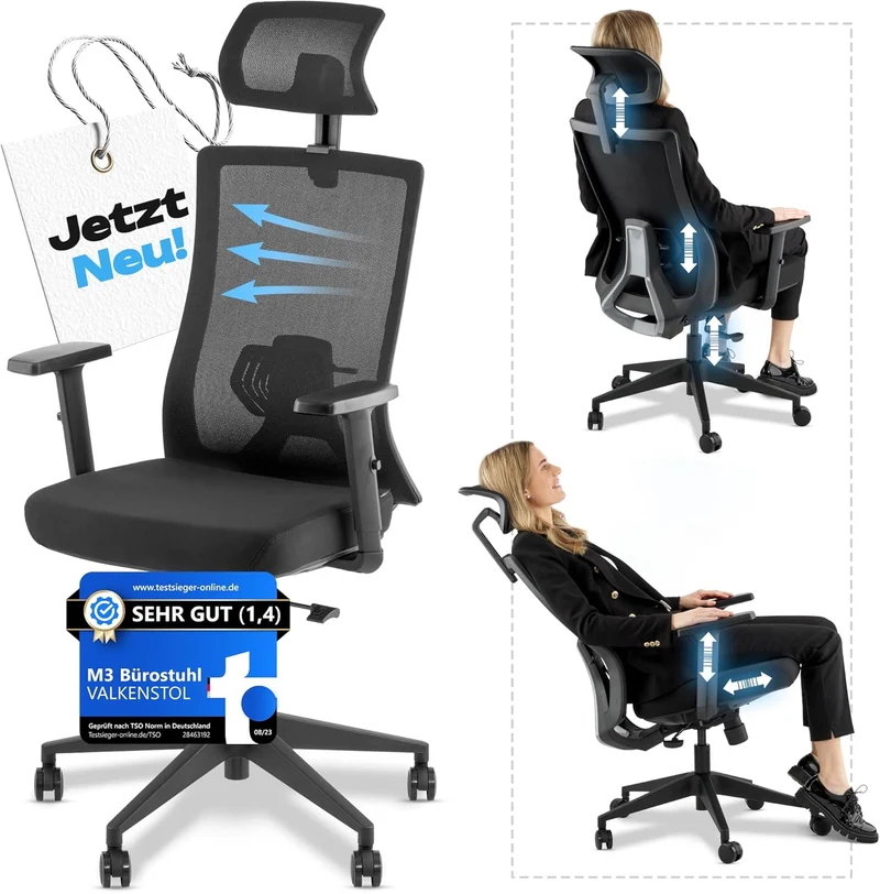 VALKENSTOL M3 - Ergonomischer Bürostuhl Allrounder mit Designanspruch