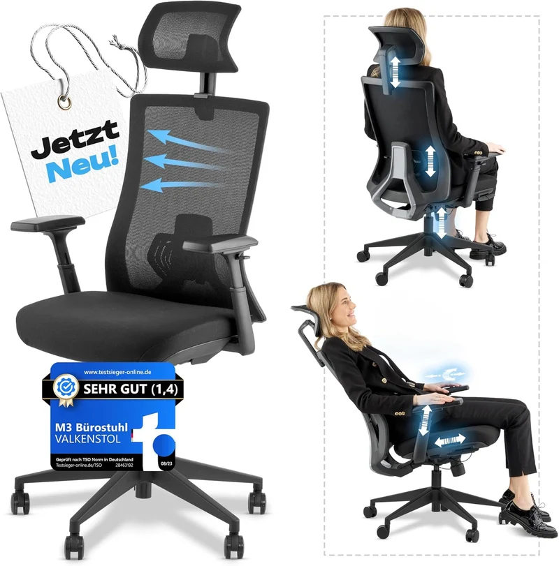 VALKENSTOL M3 - Ergonomischer Bürostuhl Allrounder mit Designanspruch