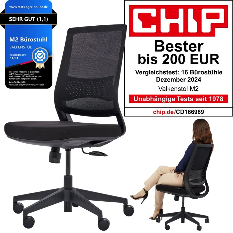 VALKENSTOL M2 - Bürostuhl Ergonomisch Testsieger bis 200 €