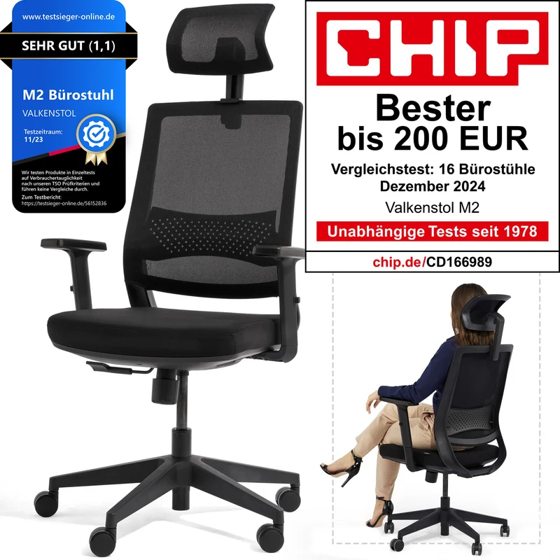 VALKENSTOL M2 - Bürostuhl Ergonomisch Testsieger bis 200 €