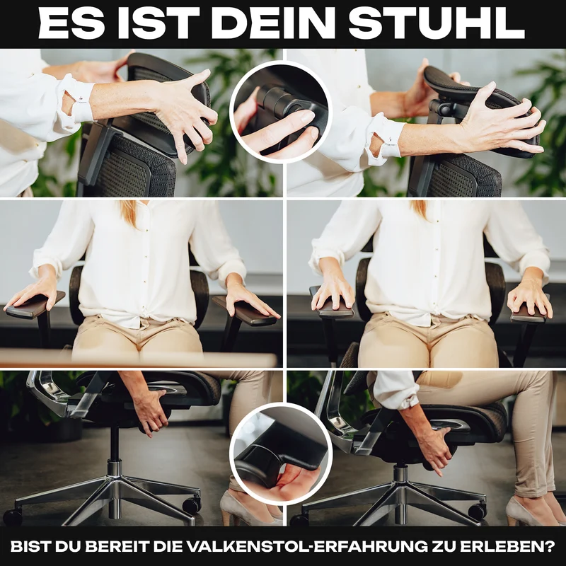 VALKENSTOL M7 - High-End Business Bürostuhl mit adaptiver Lordosenstütze