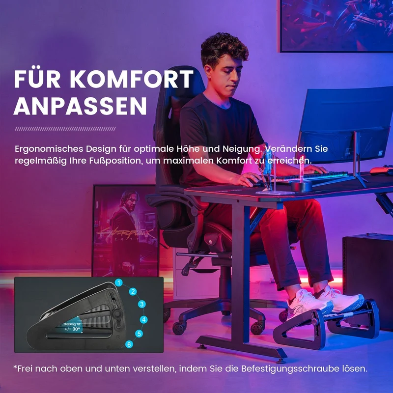 Verstellbare, ergonomische Fußstütze unter dem Tisch
