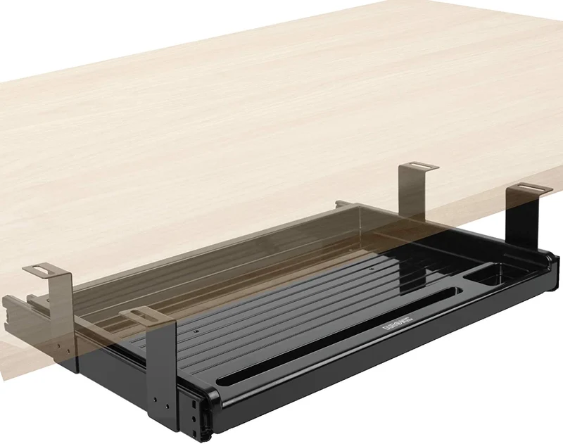Duronic DKTSX2 Tastaturplattform | Unter Schreibtischschublade für Tastatur und Maus | Aufsteckbares Tastaturfach | Ergonomische Workstation-Lösung | Ausziehbar | Einfache Montage