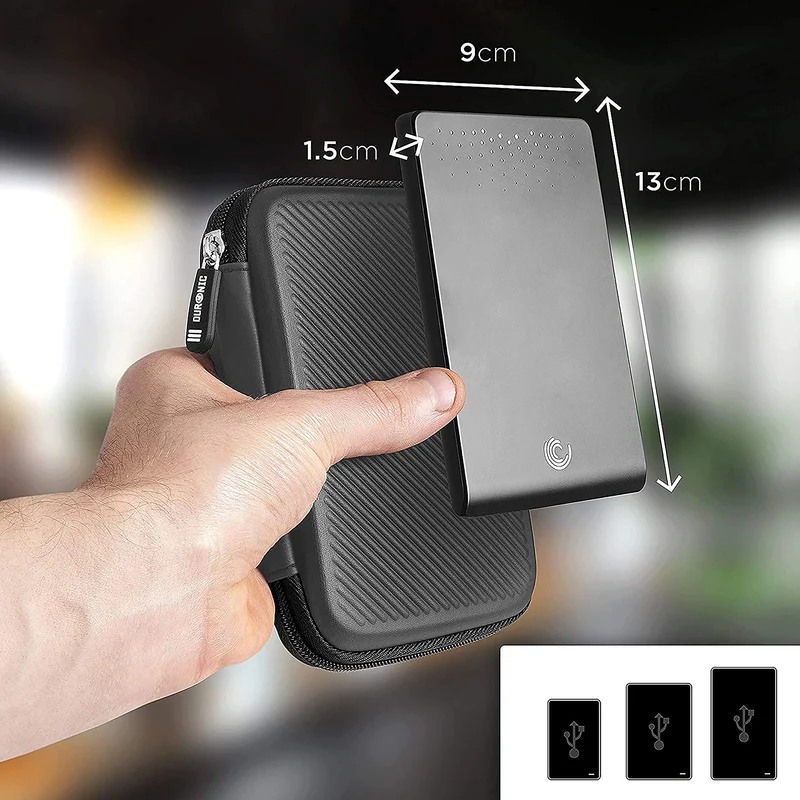 Duronic HDC2 GY externe Festplatten Schutzhülle Grau | Stoßsichere Festplattentasche | 2,5" SSD Cover | Hardshell Tasche | Hülle für Western Digital, Toshiba, Hitachi, Seagate, Samsung und mehr