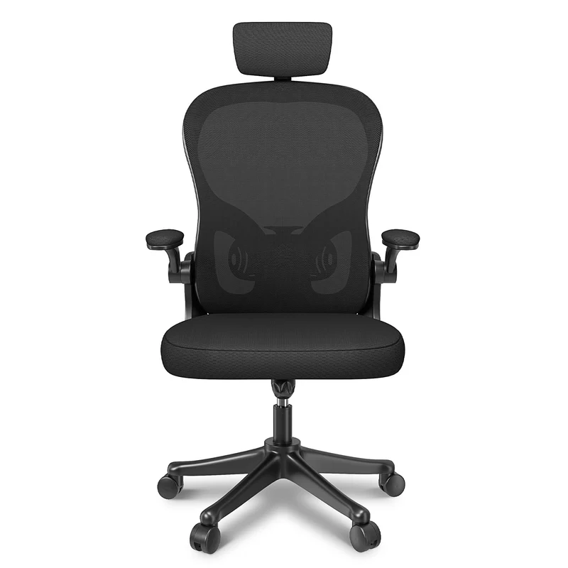 Bürostuhl Ergonomischer Schreibtischstuhl, Drehstuhl mit Verstellbarer Lordosenstütze, Kopfstütze und Armlehne, Rückenschonend, Bis 150kg