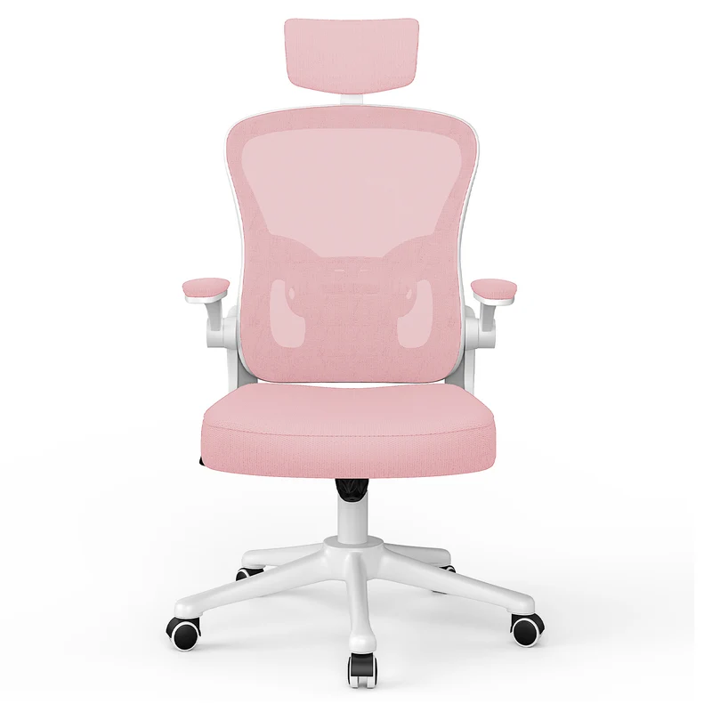Bürostuhl Ergonomischer Schreibtischstuhl, Drehstuhl mit Verstellbarer Lordosenstütze, Kopfstütze und Armlehne, Rückenschonend, Bis 150kg