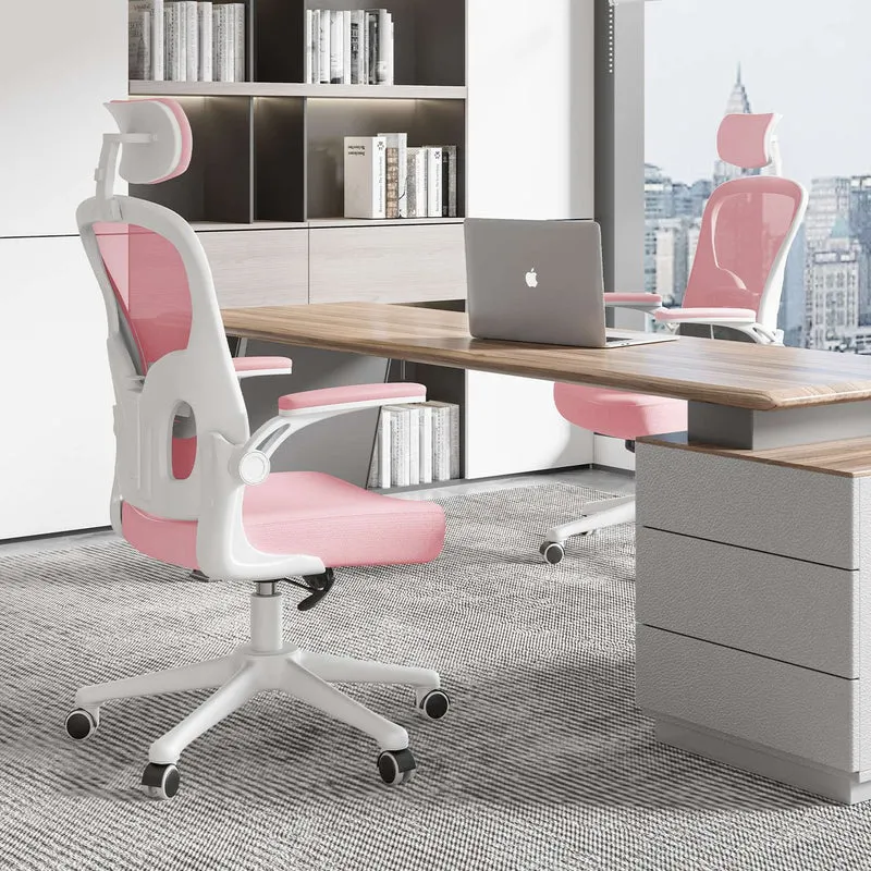 Bürostuhl Ergonomischer Schreibtischstuhl, Drehstuhl mit Verstellbarer Lordosenstütze, Kopfstütze und Armlehne, Rückenschonend, Bis 150kg