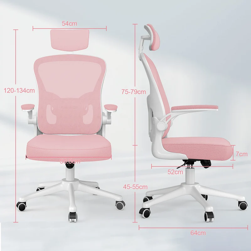 Bürostuhl Ergonomischer Schreibtischstuhl, Drehstuhl mit Verstellbarer Lordosenstütze, Kopfstütze und Armlehne, Rückenschonend, Bis 150kg