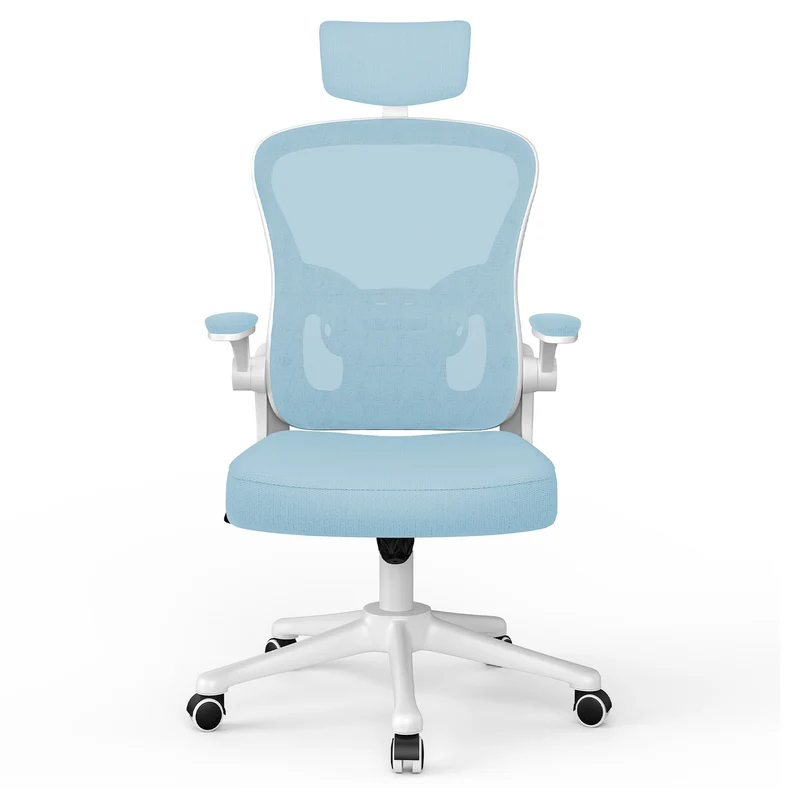 Bürostuhl Ergonomischer Schreibtischstuhl, Drehstuhl mit Verstellbarer Lordosenstütze, Kopfstütze und Armlehne, Rückenschonend, Bis 150kg