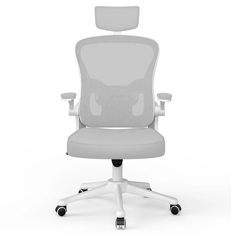 Bürostuhl Ergonomischer Schreibtischstuhl, Drehstuhl mit Verstellbarer Lordosenstütze, Kopfstütze und Armlehne, Rückenschonend, Bis 150kg