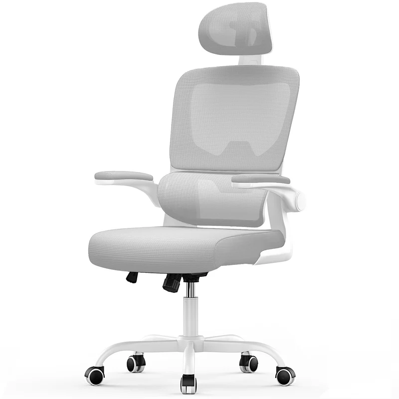 Bürostuhl Ergonomischer Schreibtischstuhl, Drehstuhl mit Verstellbarer Lordosenstütze, Kopfstütze und Armlehne, Rückenschonend, Bis 150kg